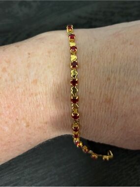 Avon Heart and Red Stone Bracelet